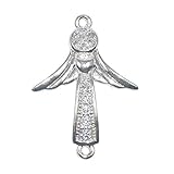 DongStar Jewelry Premium Cooper Fully Paved Cubic Zirconia Crystal Magic Wand Angel Jewelry Bracelet Connector (Silver)
