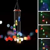 Color-Changing LED Solar Mobile Wind Chime, PATHONOR LED Waterproof Wind Chime Wishing Bottles Wind Chimes For Home/ Party/ Night Garden Decor