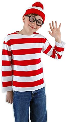 JerriyCostumes Kids Where's Waldo Costume Funny Sweatshirt Outfit Glasses Suits