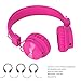 Wired Kids Headphones with Microphone and share port, Foldable Lightweight Adjustable Stereo Headset for Cellphones Smartphones iPhone iPod Laptop Computer and More by Termich (Pink)