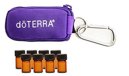 Aroma Designs doTERRA Essential Oil Key Chain Bag with 8 5/8 Dram (2 ml) Vials - Purple