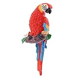 MagiDeal Simulation Parrot Bird Sculpture Wall Hanging Macaw Resin Crafts Handmade - Red #2