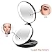 VrHere MirriM LED Lighted Travel Makeup Magnifying Mirror,Magnifies 10x and 1x, Luxury Double Side and Folding Pocket Vanity/Cosmetic Mirror (Black)