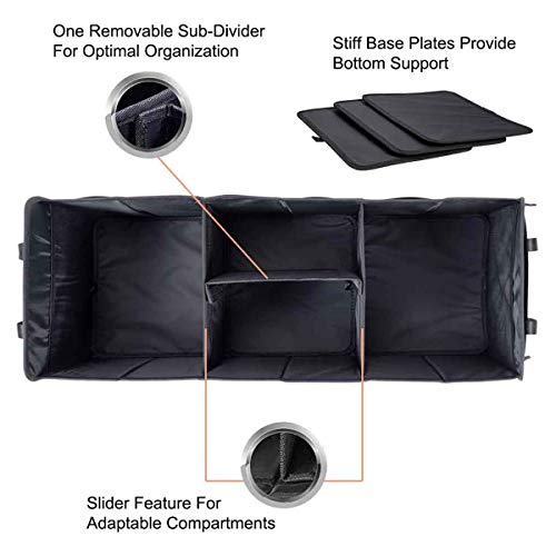 Autoark Multipurpose Car SUV Trunk Organizer with Removable Insulation Leakproof Cooler Bag,Durable Collapsible Adjustable Compartments Cargo Storage,AK-100