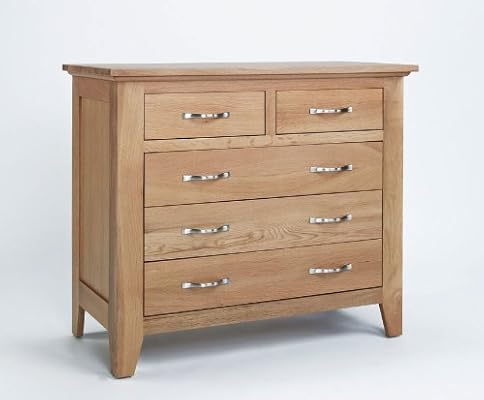 Sherwood Oak 2 Over 3 Drawer Chest Fully Assembled Ready Made