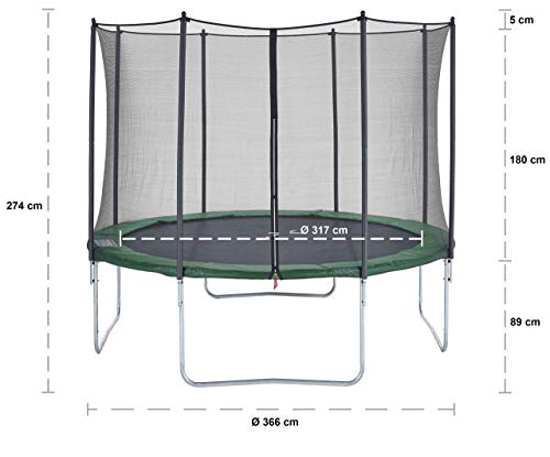 CZON SPORTS Gartentrampolin Ø360 cm mit Sicherheitsnetz, grün|trampolin|trampolin outdoor – Bild 7