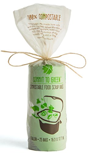 Commit To Green Super Strong Compostable Food Scrap Bags, 3 Gallon, Package of 25, 0.8mil thickness
