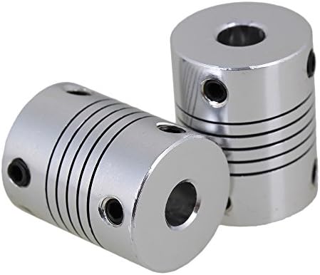CNBTR 2pcs 6mm to 6.35mm Flexible Shaft Motor Encoder Coupler CNC Stepper D19L25