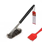 Qedertek BBQ Grill Brush- 360 Degree Clean Grill Cleaner - 18"- 3 Stainless Steel Brushes in 1 ¨C Stiff Light Weight Design-Perfect for Char-Broil, Weber, Porcelain and Infrared Grills