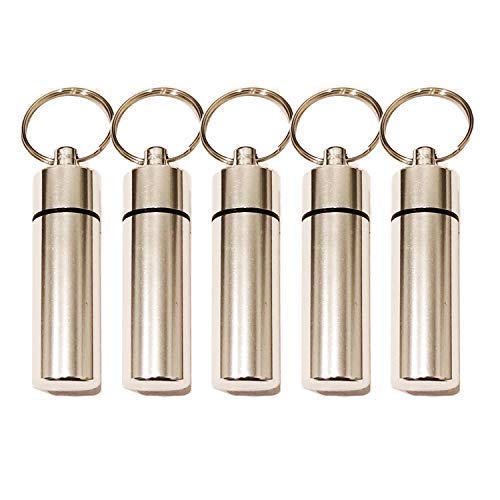 Blackett 5-Pack Aluminum Storage Capsule for Pills, Geocache, Matches and Survival, Waterproof and Lightweight