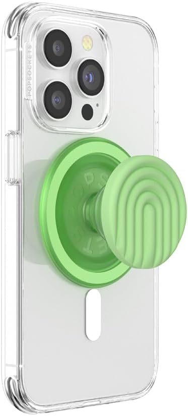 PopSockets Phone Grip for MagSafe, Magnetic Holder, Phone Stand, Neon Green – Matcha Curves