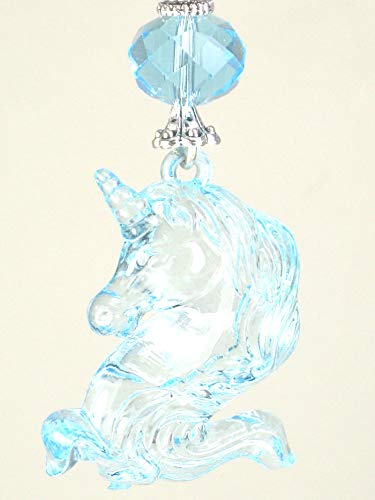 Dreamy Light Turquoise Blue Unicorn with Faceted Glass Ceiling Fan Pull