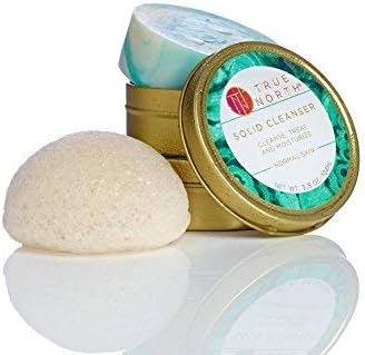 Solid Cleanser Beauty Bar with Chaga and Konjac facial sponge - Clean Moisturizer Made with natural and organic ingredients - Phthalate-Free, Paraben-Free, from Maine by True North Beauty - 3.5 Ounce