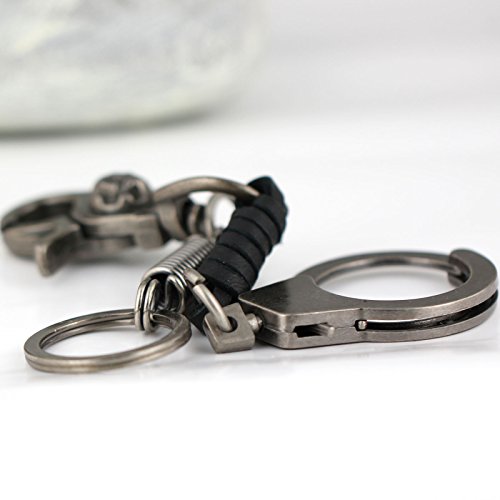 Maycom Retro Style Skull Lobster Clasp Handcuffs Pants Buckle Keychain Key Chain Ring Keyring Keyfob Key Fob Holder