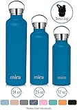 MIRA Alpine Stainless Steel Vacuum Insulated Water Bottle with 2 Lids, Durable Powder Coated Thermos | 17 oz (500 ml) | Hawaiian Blue