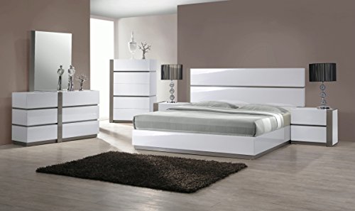 Milan Valencia Gloss White/Grey 4-Piece King Size Bedroom Set