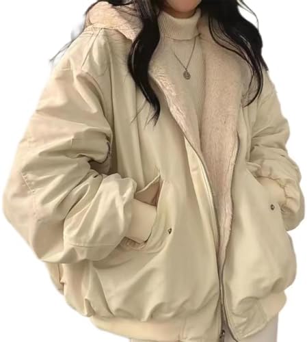 Kelabia Womens Fleece Jacket Y2K Zip Up Hoodie Reversible Sherpa