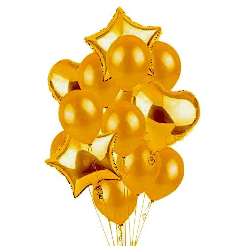 Shopperskart® Presents “Heart-Star Balloons Pack” for Birthday/Anniversary Party Decorations (14 Balloons, Multi Color, Medium)