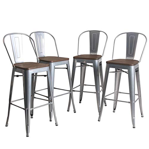 Yongqiang Metal Bar Stools Set of 4 Kitchen Barstools Dining Bar Chairs