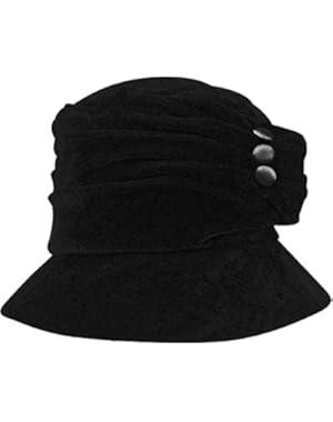 Black Velvet Bucket Hat With Button Trim