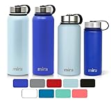 MIRA 18 Oz Stainless Steel Vacuum Insulated Wide Mouth Water Bottle | Thermos Keeps Cold for 24 hours, Hot for 12 hours | Double Walled Powder Coated Travel Flask | Pearl Blue