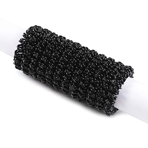 Spiral Hair Ties 12pcs No Crease Elastic Ponytail Holders Hair Ring Phone Cord Traceless Hair Rubber Bands Suitable for All Hair Types Black color