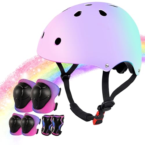 Kids Helmet Set for 3-14 Ages(Toddler/Kids/Youth) Girls and Boys, Ventilation and Impact Resistance Toddler Helmet for Multi-Sport Bicycle Scooter Inline Roller Skate and Skateboarding