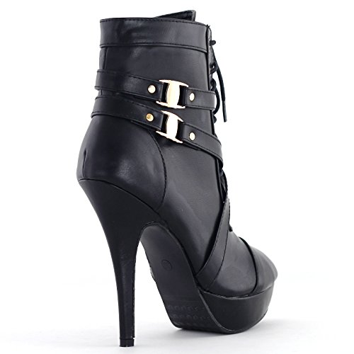 Show-Story-Black-Buckle-Strappy-High-Heel-Stiletto-Platform-Ankle-BootsLF30470BK387USBlack