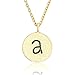 KISSPAT Xmas Gift 14K Gold Charm Initial Pendant Necklace Hammered Alphabet Jewelry for Women (26 Alphabets)