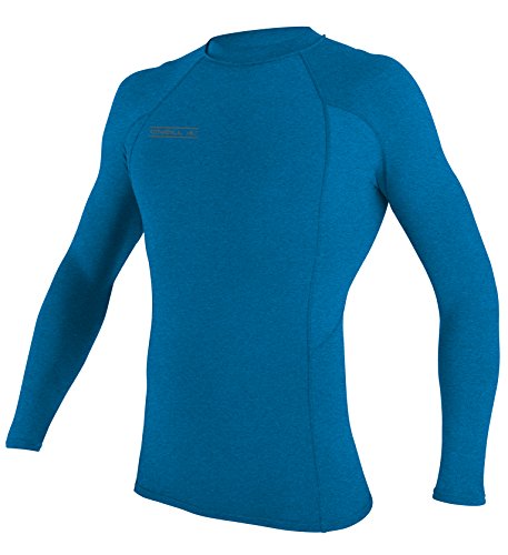 O'Neill UV Sun Protection Men's Basic Skins Long Sleeve Crew Rashguard, Brite Blue Solid, Large