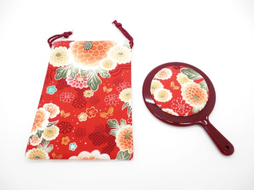 Traditional Japanese Pattern Pouch Bag and a Hand Mirror