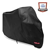 Motorcycle Cover,WDLHQC Waterproof Motorcycle Cover All Weather Outdoor Protection,Oxford Durable and Tear Proof,Precision Fit for 108 Inch Motors Like Honda,Yamaha,Suzuki,Harley and More-XXL,Black