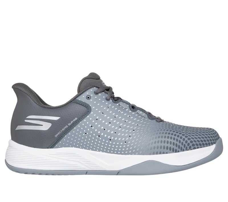 Skechers Men's Viper Court Reload Hands Free Slip-Ins Pickleball Sneaker, Gray/Charcoal, 9.5 Image