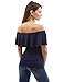 PattyBoutik Women Flutter Off Shoulder Blouse (Navy Blue Medium)