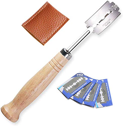Qooner Bread Bakers Lame Cutter Slashing Tool Dough Making Razor Wood Handle Bakeware for DIY Bread Dough Bakeware Kitchen