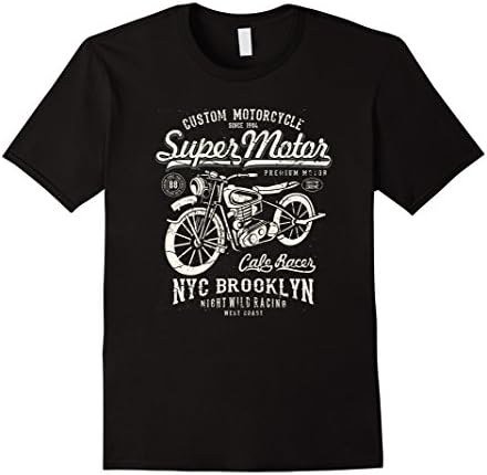 Mens SUPER MOTOR RETRO RACING BIKE VINTAGE CYCLE T-SHIRT Large Black