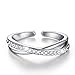 MADEONE White Gold Plating Excellent Diamond Level Cubic Zirconia CZ Stone Twisted Vine X Adjustable Ring Christmas Jewelry Gifts for Women with Box Packing (white Gold)