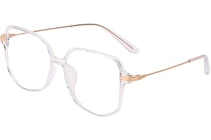 Teumire Oversized Square Blue Light Blocking Glasses for Women Men TR90 Ultralight Nerd Frames Clear Lens Computer Eyewear