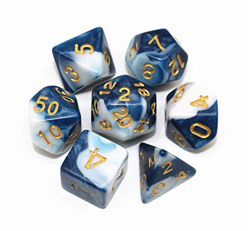 HD Dice DND RPG Polyhedral Dice Set Fit Dungeons and Dragons(D&D) Pathfinder Role Playing Games (Blue White)