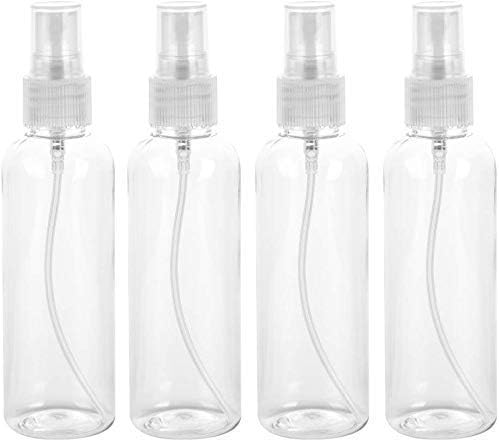 4Pcs 100ML Portable Plastic Fine Mist Spray Bottles,Cosmetic Empty Travel Containers with Flip Caps (Transparent)