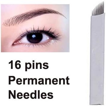 Salmony® 30 Pieces 16pin Eyebrow Permanent Makeup Needle 3D Manual Tattoo Microblading Sloped Blades