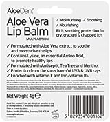 Aloe Dent Aloe Vera Lip Balm Natural Vegetarian Cruelty Free UVA UVB Protection view 2