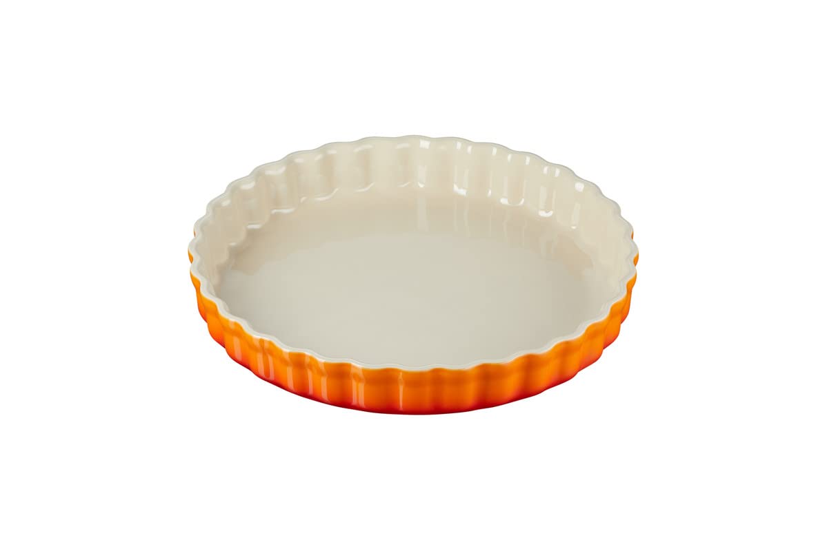 Le Creuset Heritage Fluted Flan Dish, Stoneware, 28 cm, 1.82 kg, Volcanic, 71120280900001