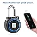 Fingerprint Padlock, Bluetooth Thumbprint Lock USB Rechargeable IP65 Waterproof Ideal for Locker, Gate,Handbags, Golf Bags, Wardrobes, Gym, Door, Luggage, Suitcase, Backpack, Fence,Bike, Office (Blue)