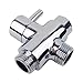 Brass Shower Arm Diverter Valve for Hand Held Showerhead and Fixed Spray Head,G 1/2 3-Way Bathroom Universal Shower System Replacement Part(Polished Chrome)
