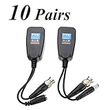 10 Pairs HD-CVI/TVI/AHD Passive Video Balun with Power Connector and RJ45 CAT5 Data Transmitter BNC Twisted Pair