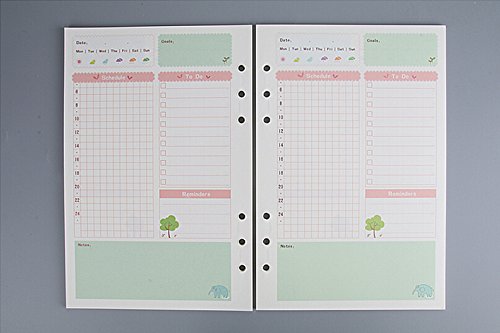 Funcoo Set of 2 45 Sheets Planner Filler Paper Refills Inserts Pages A5 Size Loose Leaf Paper for 6-Holes Binder, Journal, Dairy, Day Planner, Notebook (Daily Plan)