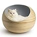 Fhasso Stylish Igloo Cat Cave Bed – Luxury Bamboo Cat Beds – Deluxe Handmade Natural Bed – Eco-Friendly Pods – Washable Cushioned Nest, Prestige Kitten Cozy House, Premium Home Decor Furniture – Slatethumb 1