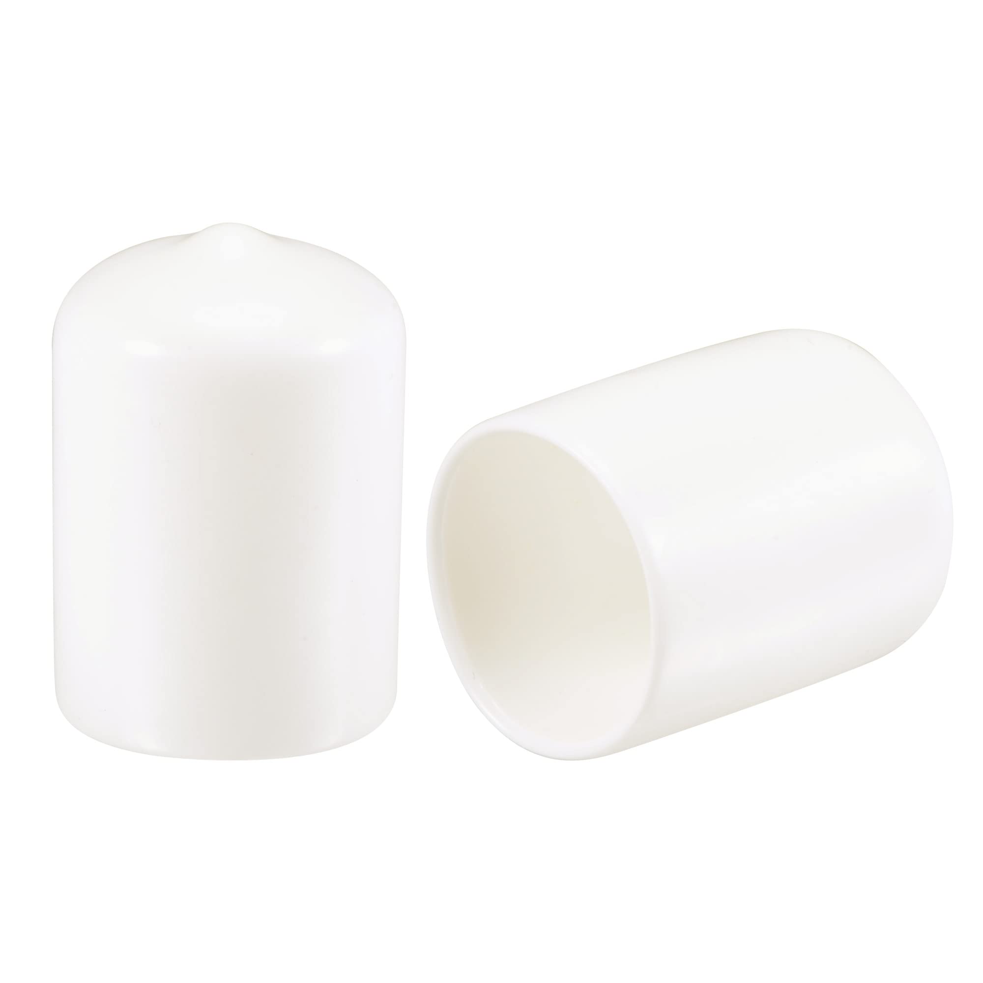 sourcing map 20pcs Round Rubber End Caps 3/4"(19mm) White Vinyl Cover Screw Thread Protectors