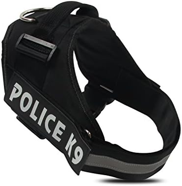 HBuir Assistance Dog Harness for Pulling Service Working Seatbelt with 2 Reflective Velcro Patches,Black,Large
